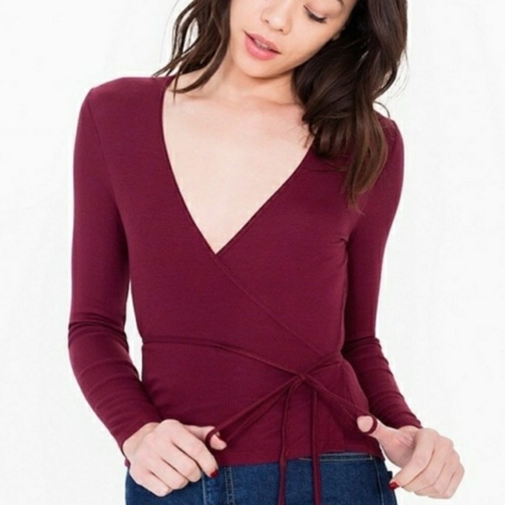 BNWT American apparel ribbed wrap top sweater